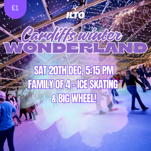 ⛸️🎡 Family of 4 Package – Cardiff Winter Wonderland Ice Skating & Big Wheel  + £150 Spending Money!